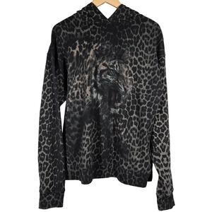 All Saints Black Leopard Print Hoodie